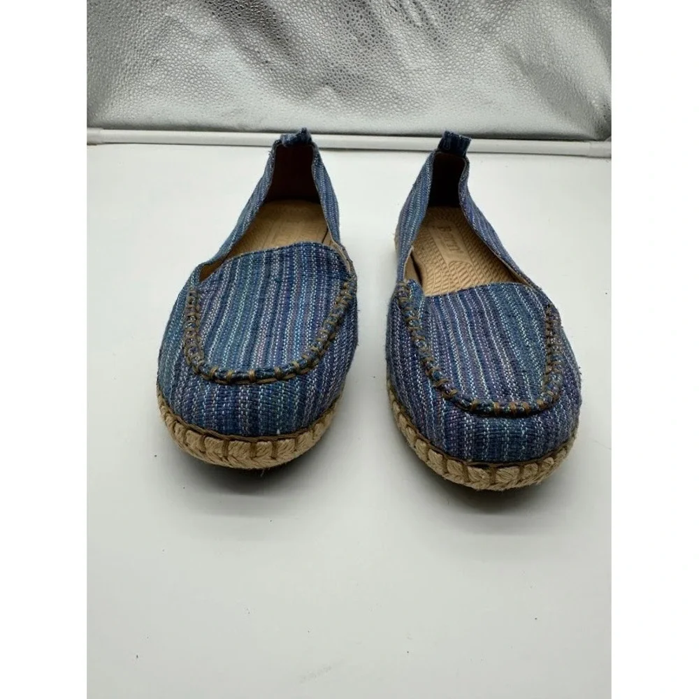 Born B58004 Blue Striped Fabric Espadrille Loafers Womens‎ 6.5 Slip On Shoes
